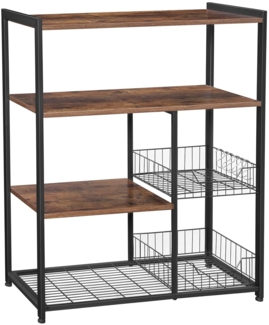 Songmics 'Vasagle' Standregal mit 2 Metallkörben und Regalablagen, dunkelbraun, 80 x 35 x 95 cm