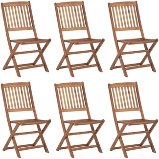 vidaXL Klappbare Gartenstühle 6 Stk. mit Kissen Massivholz Akazie 3075005