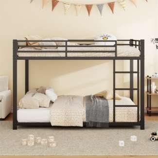 XDeer Etagenbett 140*200 Kinderbetten, Etagenbetten, Eisenbetten, Eisenetagenbetten in klassischer Form, Schwarz