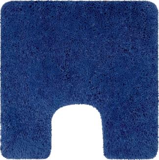 Spirella Badteppich Badematte Duschvorleger Mikrofaser Hochflor | flauschig | rutschhemmend | geeignet für Fußbodenheizung | 55x55 cm mit WC Ausschnitt | Marine Blau