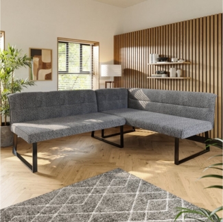 Flieks Küchensofa, Set 2 Teile, 6-Sitzer Essbank Eck-Sofa gepolstert mit Rückenlehne, Terry Samt