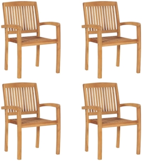 vidaXL Stapelbare Gartenstühle mit Kissen 4 Stk. Massivholz Teak 3073213