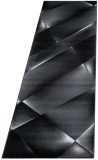 Kurzflor Teppich Clara Läufer - 80x250 cm - Schwarz