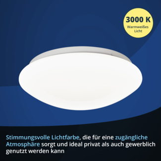 KHG LED-Deckenleuchte, Schirm mit Sternenhimmeleffekt, 26 cm Durchmesser, aus Metall/Kunststoff, Farbtemperatur 3.000 K, 880 lm Lichtleistung, 12 W Gesamtleistung, ideal für Wohn- und Schlafzimmer