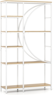 6-stöckiges Bücherregal industrielles Büroregal mit offenen Ablageflächen hohes Regal mit bogenförmigem Design Standregale Weiß