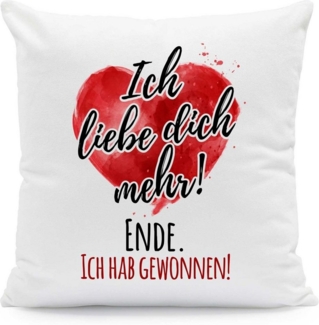 GRAVURZEILE Zierkissen mit Motiv - Ich liebe dich mehr - Geschenk -