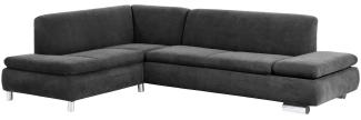 Ecksofa mit Ottomane links Kaye Bezug Veloursstoff Metallfuß verchromt / anthrazit 23108