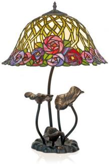 Casa Padrino Tiffany Tischleuchte Hockerleuchte Blumen - Leuchte Lampe