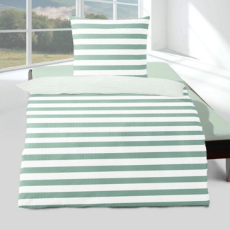 TRAUMSCHLAF Bettwäsche Streifen jade, Seersucker, 2 teilig, bügelfreie Seersucker Qualität