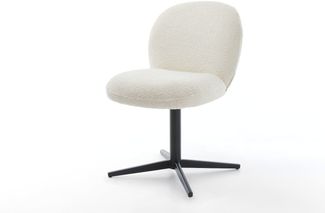 Drehstuhl Nube-Flex Bouclé Weiß Fußkreuz Schwarz 360° drehbar Taschenfederkern