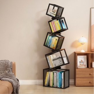 TWSOUL Bücherregal 5 Ebenen Standregal aus Metall 180x55 cm Modernes Gitter-Design, Multifunktional als Regal, Deko-Ständer & Raumteiler