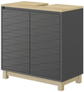 Vicco Waschbeckenunterschrank Livia, Anthrazit/Holz, 60 x 60 cm mit 2 Türen