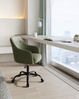 Songmics höhenverstellbarer Bürostuhl, bis 120 kg belastbar, Leinenimitat grün, 64x64 x (83-93) cm
