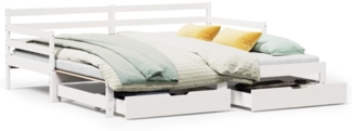 vidaXL Tagesbett Ausziehbar mit Schubladen ohne Matratze Weiß 90x190cm 3302176