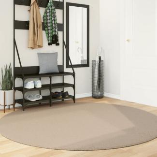 vidaXL Teppich HUARTE Kurzflor Weich und Waschbar Sandfarben Ø 200 cm 375069