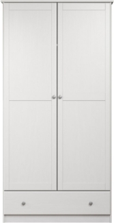Home affaire Kleiderschrank Delsbo Garderobenschrank Wäscheschrank Schlafzimmer Massivholz (1-St, Bestseller Schrank in Landhaus Design) Drehtürenschrank aus Kiefernholz - mit Schublade und Kleiderstange