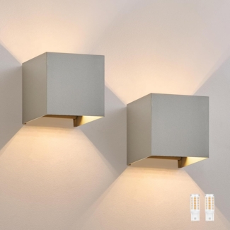 ZMH 2er Set LED Außenwandlampe, Warmweiß IP65, Anthrazit, für Haus, Treppenhaus