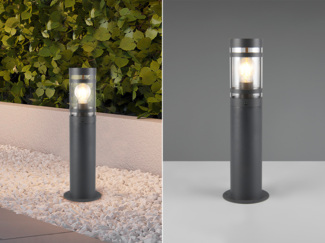 Moderne LED Pollerleuchte aus Metall in Anthrazit, Höhe 50cm
