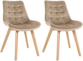 CLP 2er Set Esszimmerstühle Brook mit Samtbezug,braun