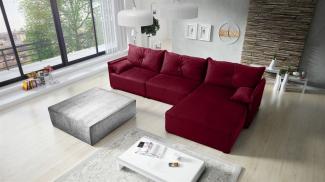 Ecksofa mit Schlaffunktion HUNTER in Stoff Royal Bordeauxrot Ottomane Rechts