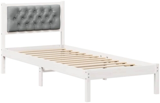 vidaXL Bettrahmen Hellgrau 90 x 190 cm Massives Kiefernholz 878228