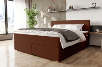 99rooms 'Phönix' Boxspringbett, Terracotta, 200x200 cm, Cordstoff POSO