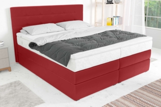99rooms Palermo Boxspringbett Kunstleder MADRYT Rot 160x200 cm Taschen-Federung