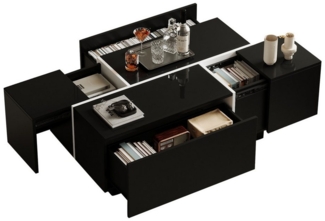 Merax Couchtisch hochglanz Sofatisch mit Patchwork-Design (1-St), Wohnzimmertisch mit 4 Schubladen & verschiebbarer Platte,100x60x40cm