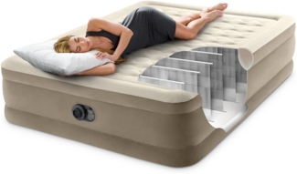 Intex 'DuraBeam UltraPlush' Luftbett mit eingebauter, elektrischer Pumpe, PVC sand / beige, 152x203 cm