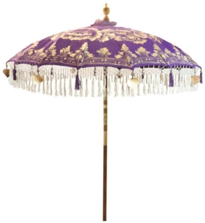 Oriental Galerie Sonnenschirm Lila Gold Bali Garten-Sonnenschirm 180 cm Fransen Alice