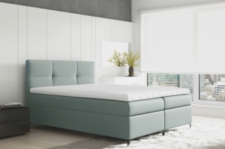 99rooms Nelson Boxspringbett Strukturstoff 200x200 cm Hellgrau