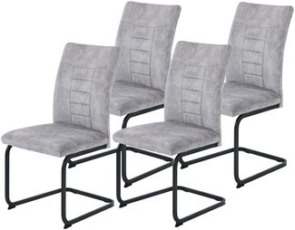 4er Set XL-Schwingstuhl Gela - Vintage Velvet Silber