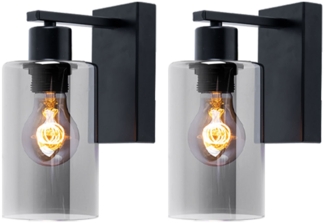 2x Wandstrahler, Glas, rauch, schwarz matt, H 23 cm