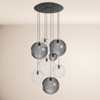 s.luce Orb Galerielampe 8-flammig Modular Rauch, Klar