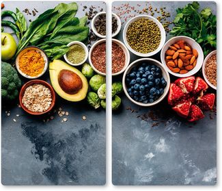 KESPER 3754313 Multi-Glasschneideplatte 2er Pack Motiv HEALTHY KITCHEN / Glasschneidbrett / Herdabdeckplatte