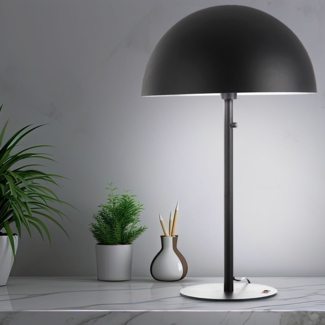 LED Retro Tischleuchte, Pilzdesign Metall grau, H 73 cm