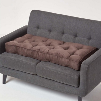Homescapes Sitzkissen Sofa-Auflage 100x48 cm mit Veloursbezug – dickes Sitzkissen braun