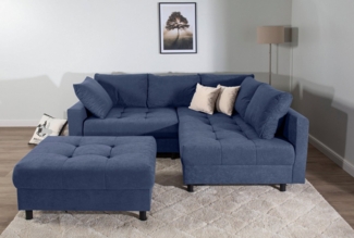 COLLECTION AB Ecksofa Toni L-Form, B: 215 cm, mit Hocker & 2 Zierkissen, Federkern