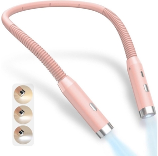 Jibenhome LED Leselampe Hals Leselampen, mit 3 Farben Buchlampe Aufladbar Leselicht Halslampe, für Lesen Stricken Häkeln Nähen Reparieren, Flexibel 3000K 4500K 6000K
