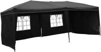 XXL Alu Faltpavillon 6x3m Gartenpavillon Gartenzelt Partyzelt Wasserdicht Schwarz