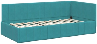 vidaXL Eckbettgestell mit Kopfteil Türkis 100 cm x 200 cm Stoff 42016325