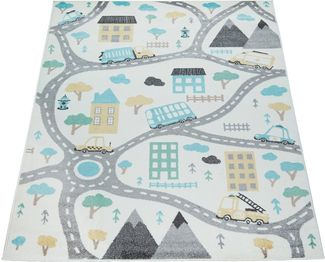 Paco Home Kinderteppich Nino 885, rechteckig, Höhe: 13 mm, Kurzflor, Straßen-Spiel-Teppich, Kinderzimmer