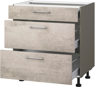 KOCHSTATION Auszugsunterschrank KS-Trea U2AS80 mit drei Auszügen, Breite 80 cm, Höhe 75 cm