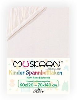 Müskaan Spannbettlaken Kinder Spannbetttuch 60x120 - 70x140 cm Bettlaken Tuch 100% Baumwolle, Jersey, Gummizug: Rundumgummizug, Matratzen Bezug bis 12cm Matratzenhöhe