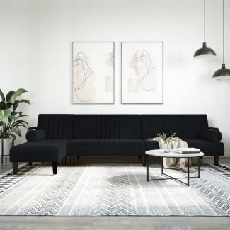 Schlafsofa in L-Form Schwarz 260 x 140 x 70 cm Samt