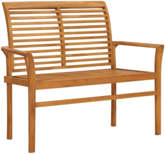 vidaXL Gartenbank mit Grauer Auflage 112 cm Massivholz Teak 3062650