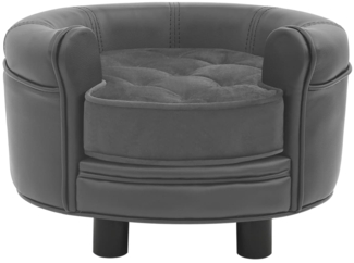 vidaXL Hundesofa Grau 48x48x32 cm Plüsch und Kunstleder