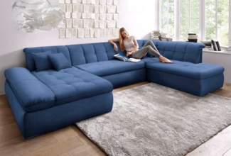 DOMO collection Wohnlandschaft Moric Luxus incl. Zierkissen, U-Form, bis 140kg pro Sitzplatz belastbar, XXL B/T/H: 353/216/80 cm