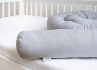 Loolay Nestchenschlange 100% GRAU Baumwolle Multifunktion PREMIUM Bettschlange Stoffschlange, (Bettumrandung Krabbeldecke Babybett Umrandung Schlange Bett Kopfschutz, Zierkissen Bettrolle Dekokissen Zugluftstopper - Super GESCHENK), LOOLAY® - 100% Euro...