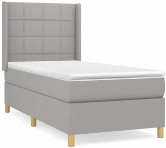 vidaXL Boxspringbett mit Matratze Hellgrau 90x190 cm Stoff, Härtegrad: H2 [3131953]